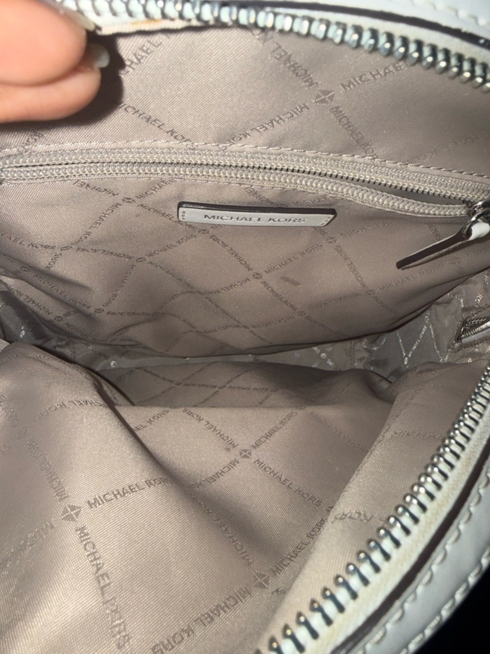 Michael Kors Black Mini Backpack with Beige Trim and Travel Patches - Picture 5 of 7